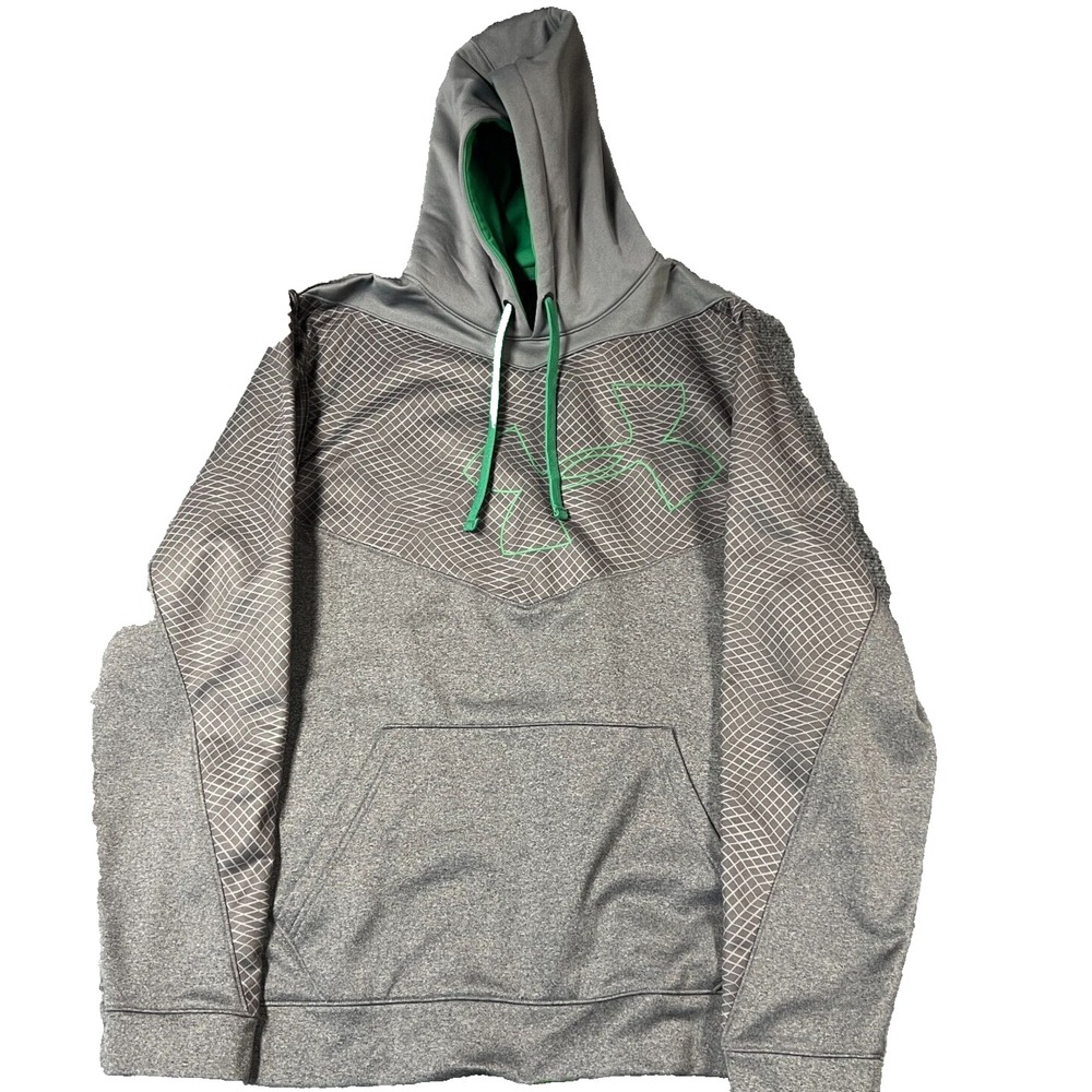 Under Armour Hoodie Mens Large Gray Loose Fit Drawstring Workout Big‎ Logo